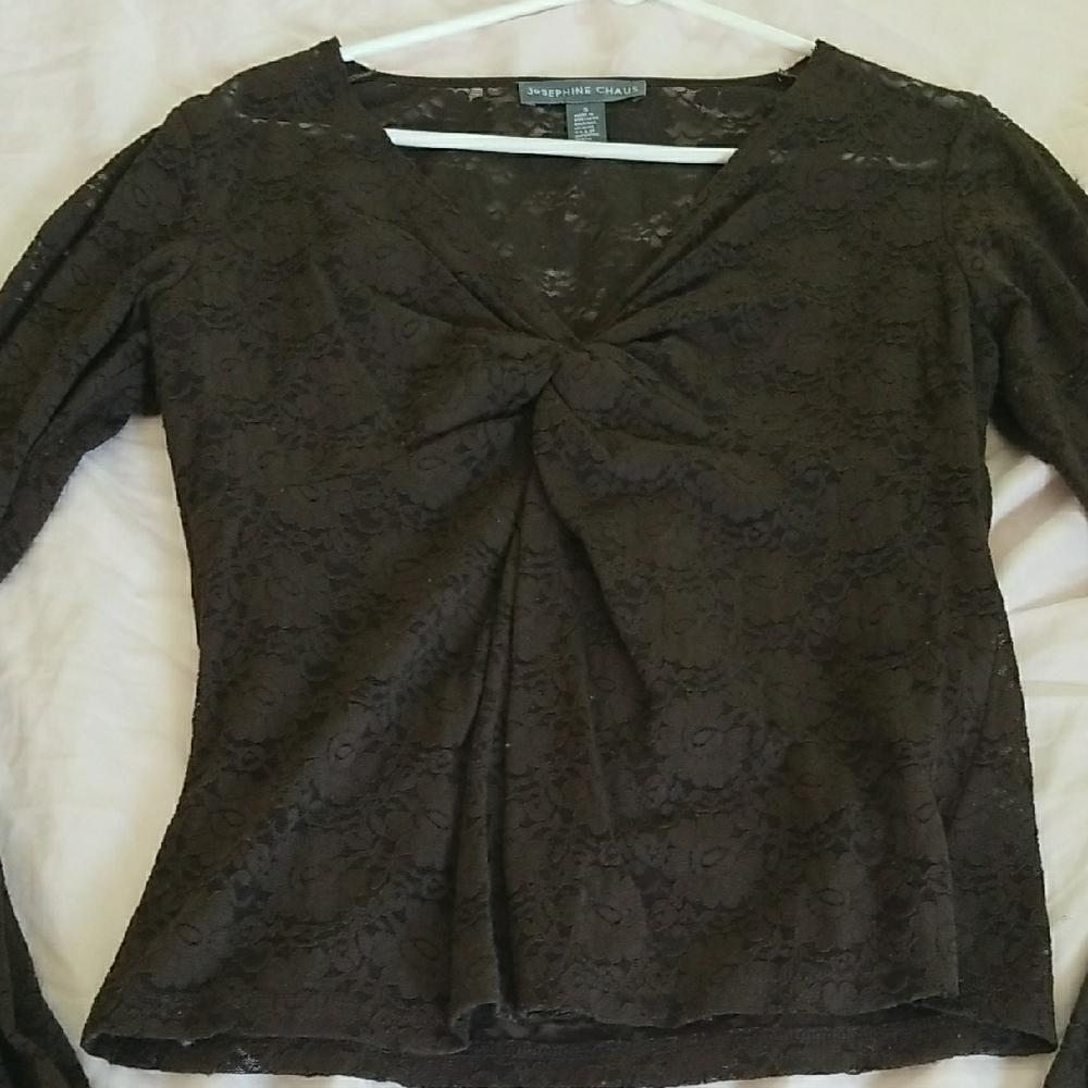 Josephine Chaus Brown Tie Front Blouse